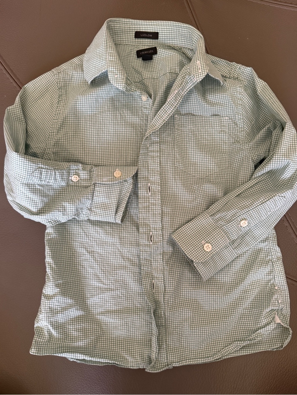 4T crewcuts green check button up toddler boys shirt with pocket